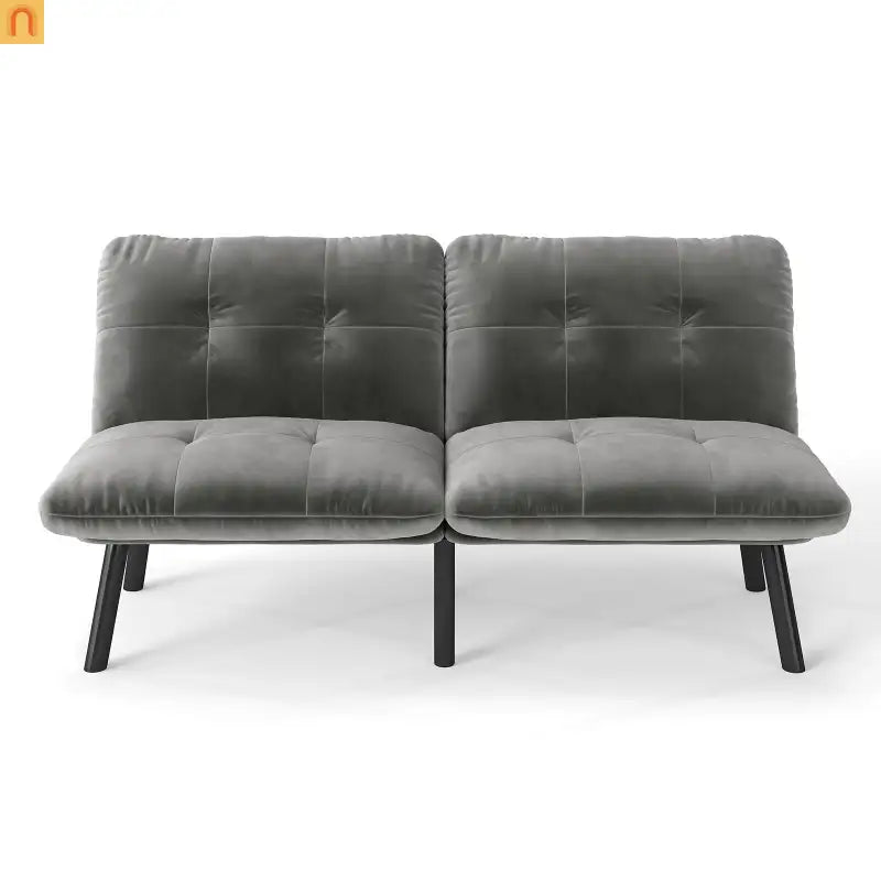 Convertible Velvet Sofa Bed Twin 62in Gray Adjustable