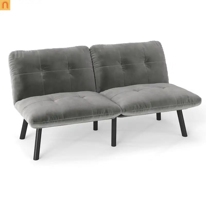 Convertible Velvet Sofa Bed Twin 62in Gray Adjustable