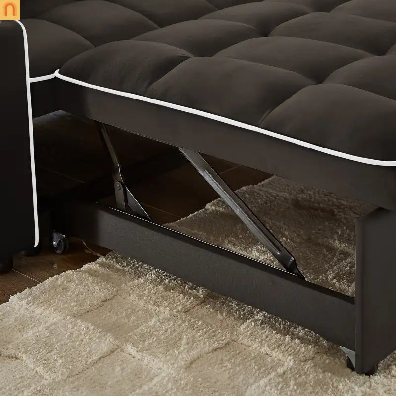 Velvet Brown Sofa Bed 64" Pull-Out USB Cup Holders