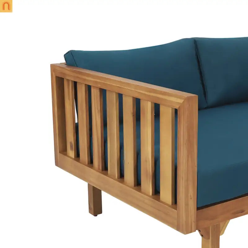 Outdoor Patio Acacia Wood Teak 3-Seater Cushions Included 67.75in