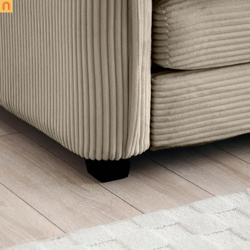 Sofa Set Deep Seat Corduroy Tan 7-Seat 3-Piece Retro Style