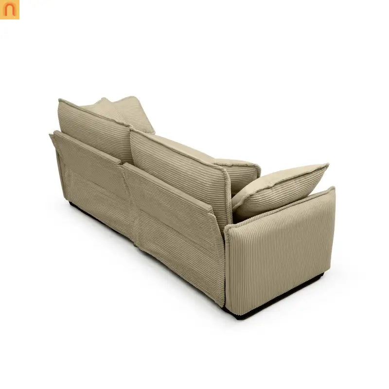 Sofa Set Deep Seat Corduroy Tan 7-Seat 3-Piece Retro Style