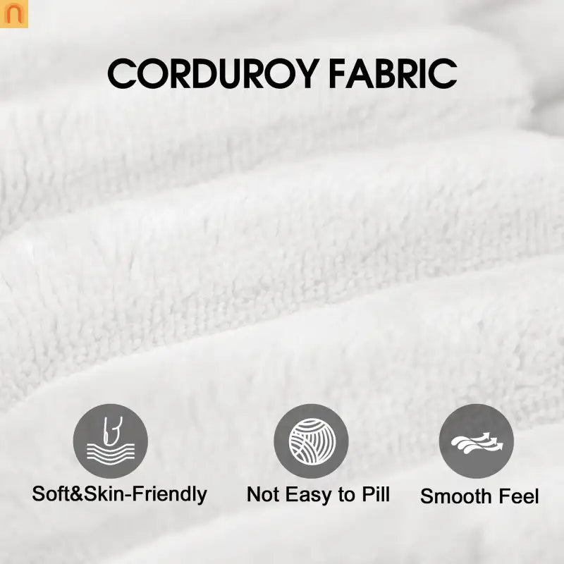 Sofa Modular Corduroy White 8-Seat 157in Feather-Fill Double Cushion