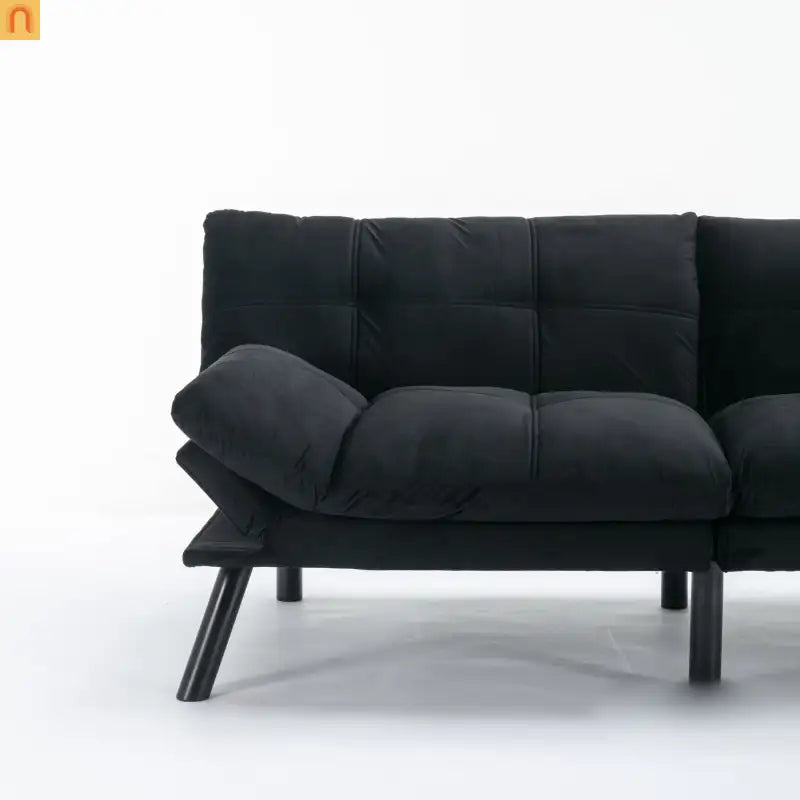 Sofa Bed Foldout Fabric Black Twin Adjustable Arms 800 lb