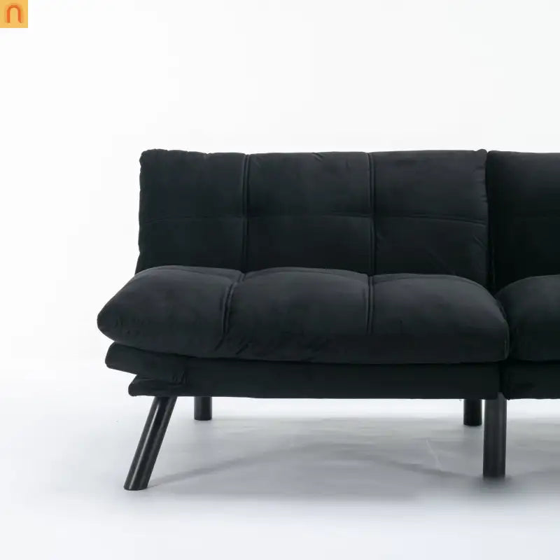 Sofa Bed Foldout Fabric Black Twin Adjustable Arms 800 lb