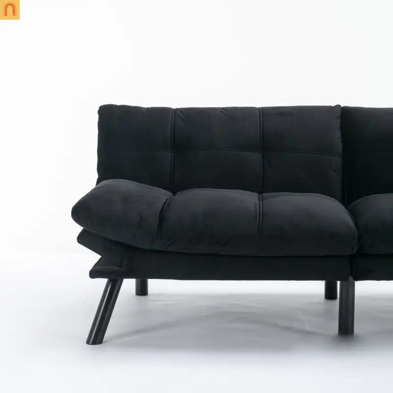 Sofa Bed Foldout Fabric Black Twin Adjustable Arms 800 lb