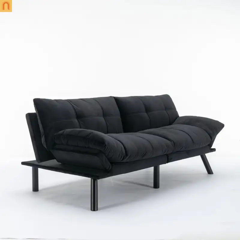 Sofa Bed Foldout Fabric Black Twin Adjustable Arms 800 lb