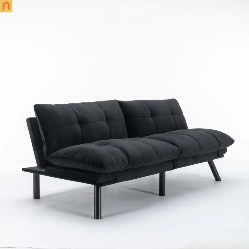 Sofa Bed Foldout Fabric Black Twin Adjustable Arms 800 lb