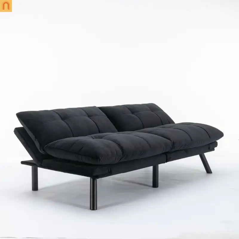 Sofa Bed Foldout Fabric Black Twin Adjustable Arms 800 lb