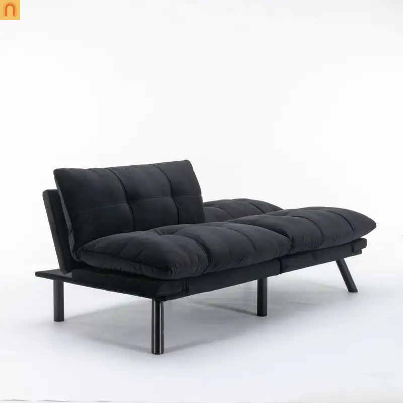 Sofa Bed Foldout Fabric Black Twin Adjustable Arms 800 lb
