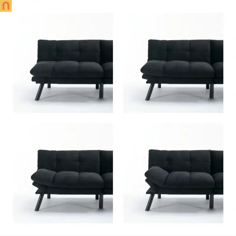 Sofa Bed Foldout Fabric Black Twin Adjustable Arms 800 lb