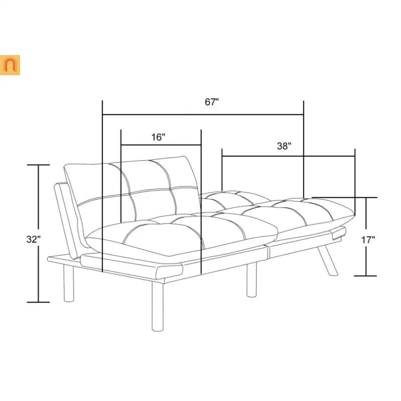 Sofa Bed Foldout Fabric Black Twin Adjustable Arms 800 lb