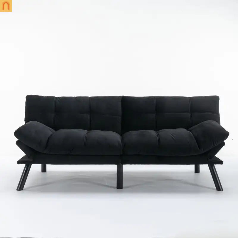 Sofa Bed Foldout Fabric Black Twin Adjustable Arms 800 lb
