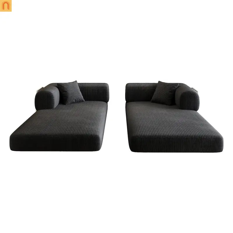Sofa Convertible Corduroy Black Modular 78in No Assembly