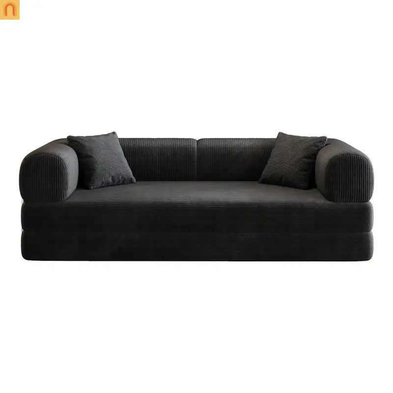 Sofa Convertible Corduroy Black Modular 78in No Assembly