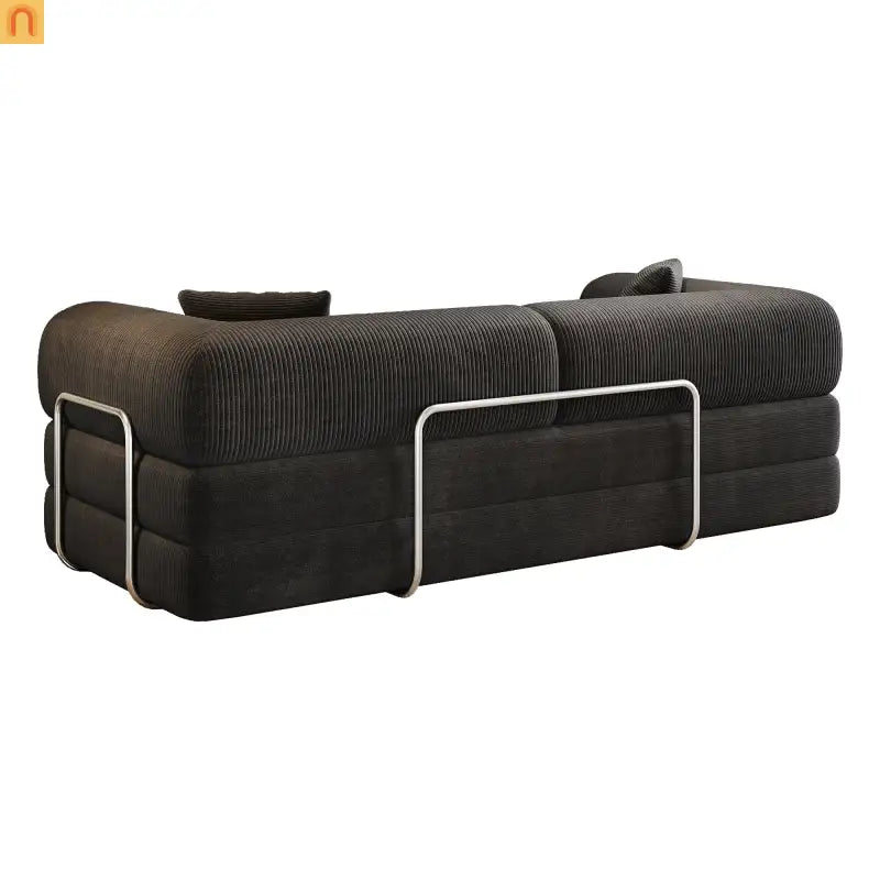 Sofa Convertible Corduroy Black Modular 78in No Assembly