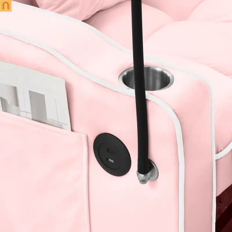 Sofa Bed Chair Convertible Velvet Pink Pull-Out Twin USB