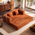 Sofa Convertible Corduroy Rust Red 78in 1200 lb Side Pockets