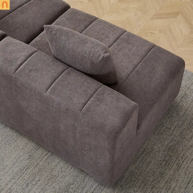 Sofa Curved Modular Chenille Gray 8-Seat No Assembly