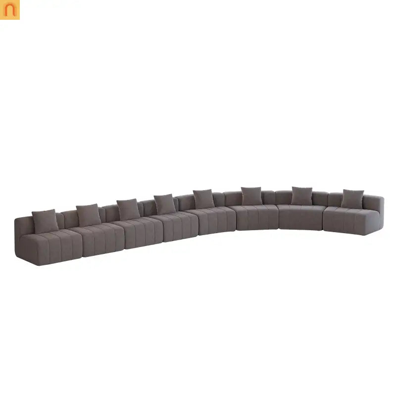 Sofa Curved Modular Chenille Gray 8-Seat No Assembly