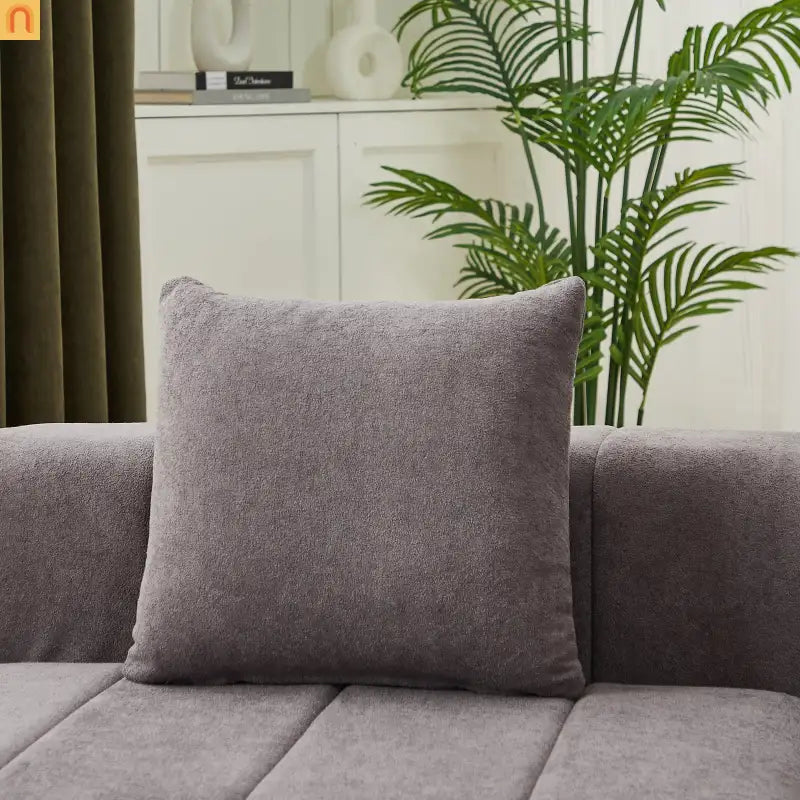 Sofa Curved Modular Chenille Gray 8-Seat No Assembly