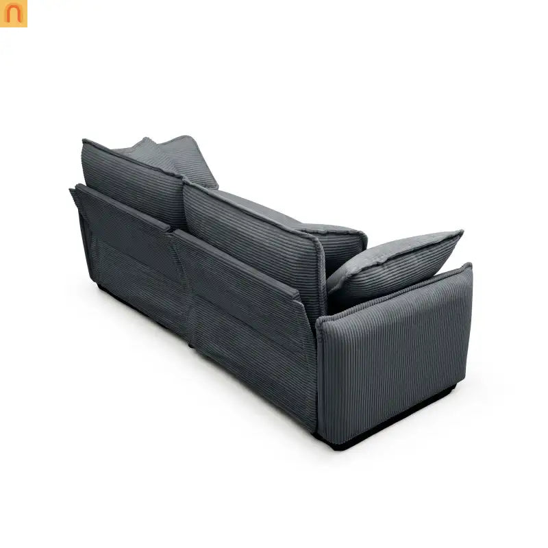 Sofa Set Deep Seat Corduroy Gray 7-Seat 3-Piece Retro Style
