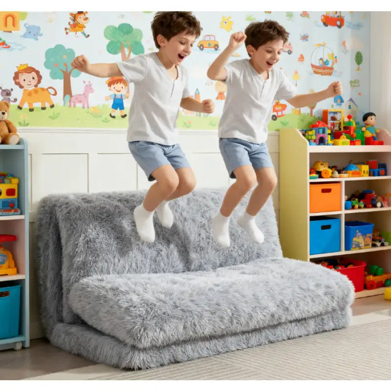 Mattress Floor Sofa Plush Light Gray Folding 12in 528 lb No Assembly
