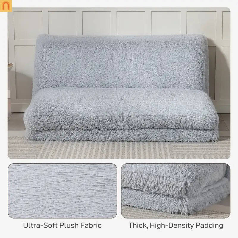 Mattress Floor Sofa Plush Light Gray Folding 12in 528 lb No Assembly