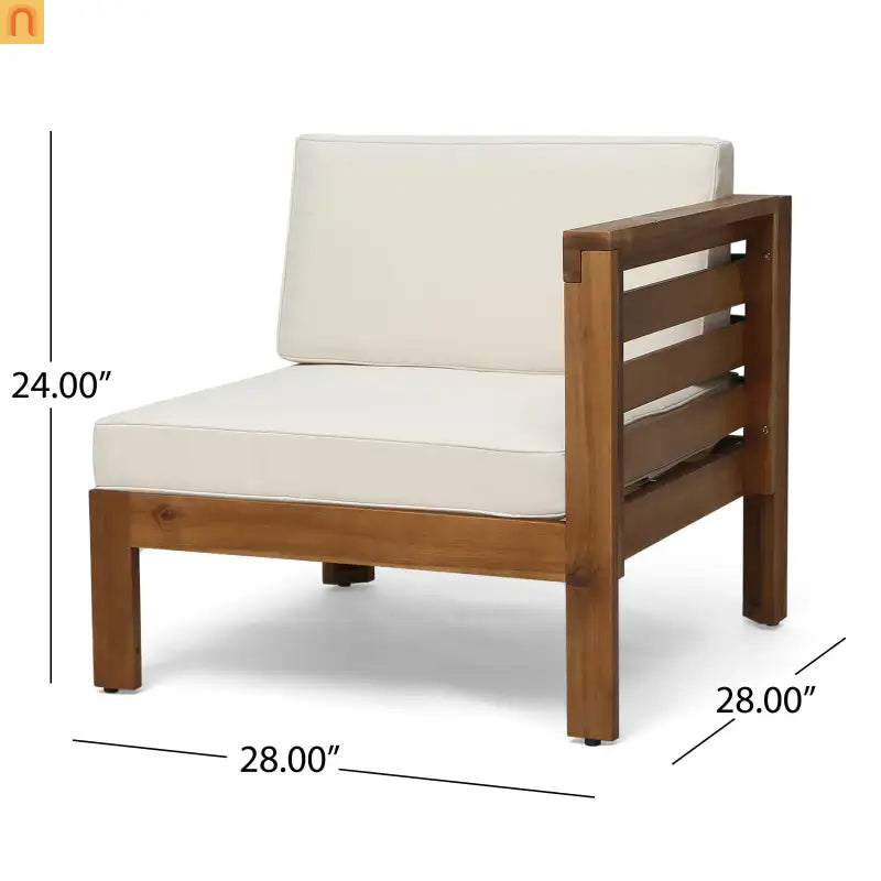 Outdoor Sofa Set Acacia Wood Teak Beige Cushions 5-Piece