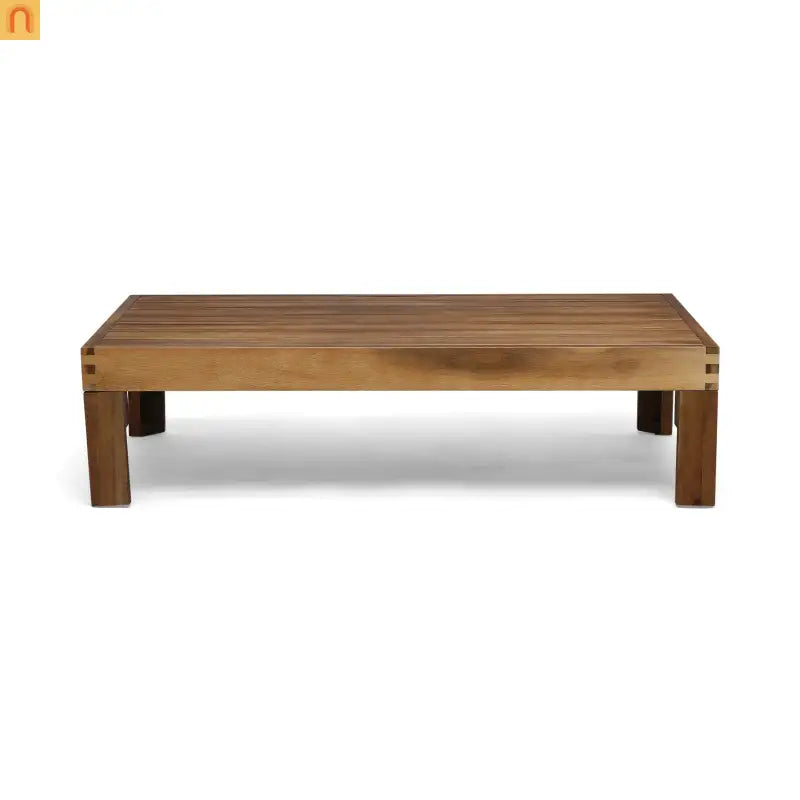 Outdoor Sofa Set Acacia Wood Teak Beige Cushions 5-Piece