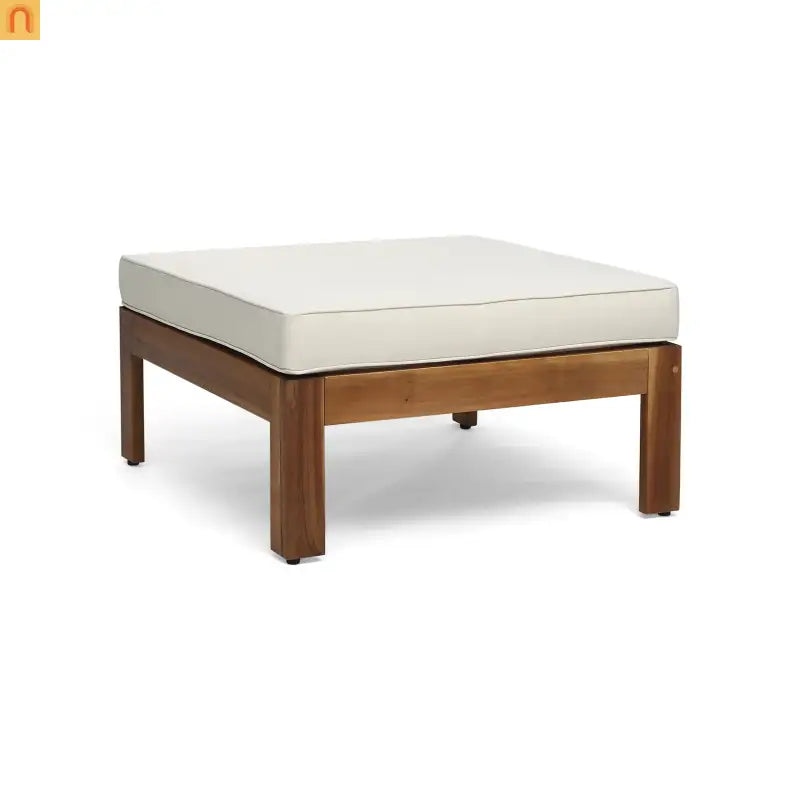 Outdoor Sofa Set Acacia Wood Teak Beige Cushions 5-Piece