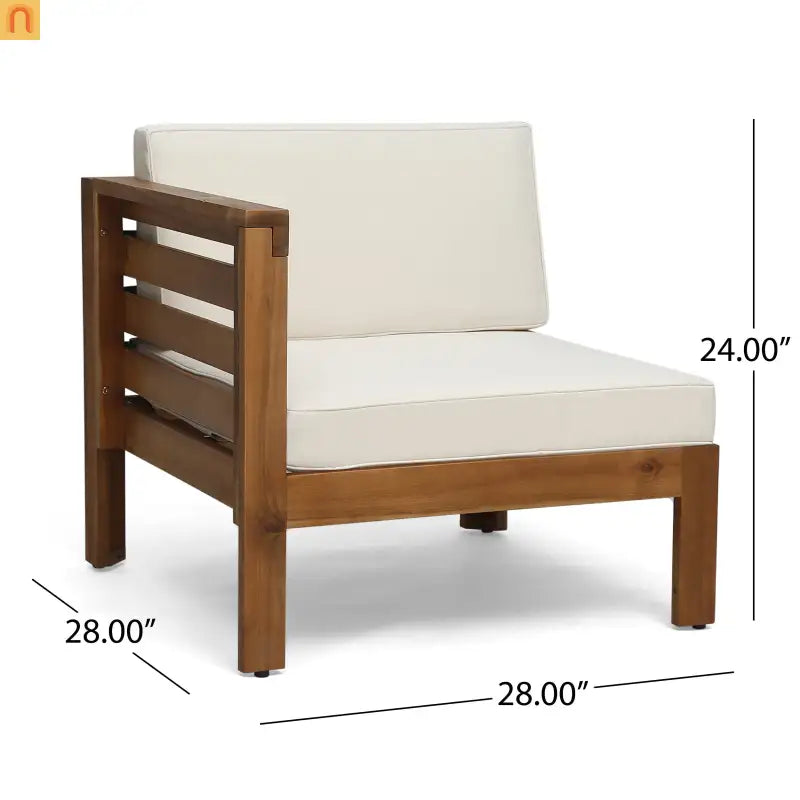 Outdoor Sofa Set Acacia Wood Teak Beige Cushions 5-Piece