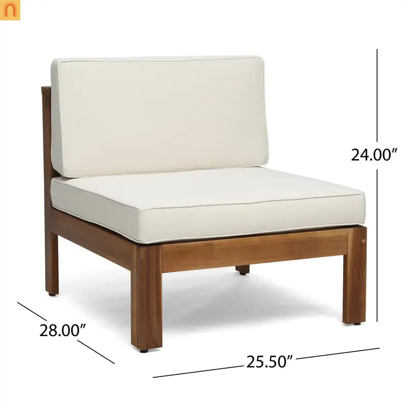 Outdoor Sofa Set Acacia Wood Teak Beige Cushions 5-Piece