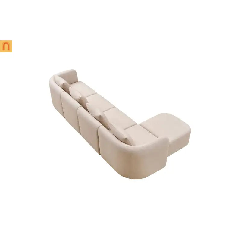 Sofa L-Shape Modular Velvet Beige 4-Seat Pocket Spring 118in