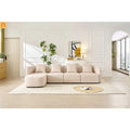 Sofa L-Shape Modular Velvet Beige 4-Seat Pocket Spring 118in