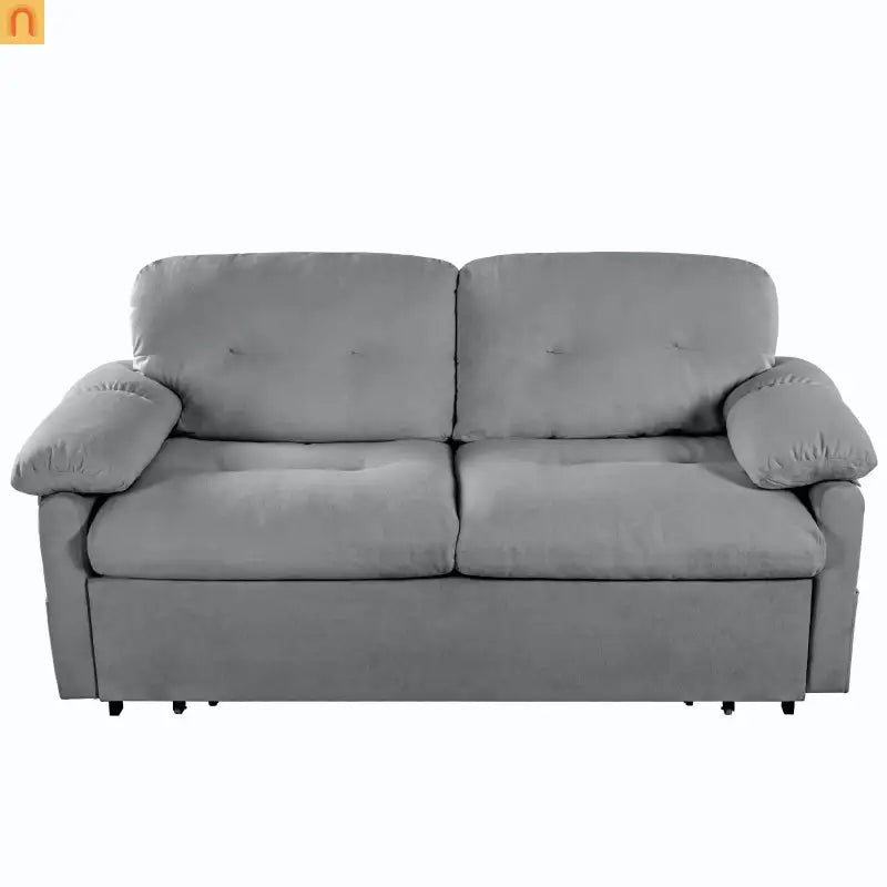 Sofa Bed Convertible Chenille Gray Queen Sleeper Storage Pockets 71in