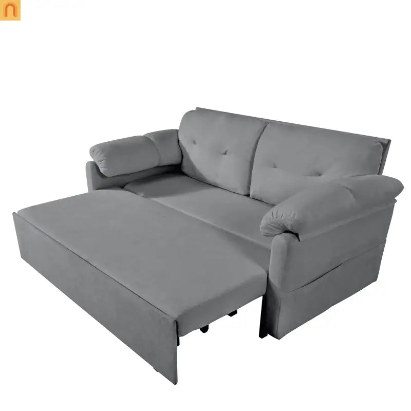 Sofa Bed Convertible Chenille Gray Queen Sleeper Storage Pockets 71in