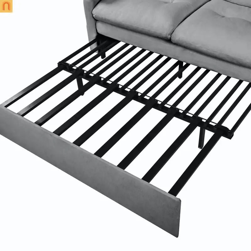 Sofa Bed Convertible Chenille Gray Queen Sleeper Storage Pockets 71in