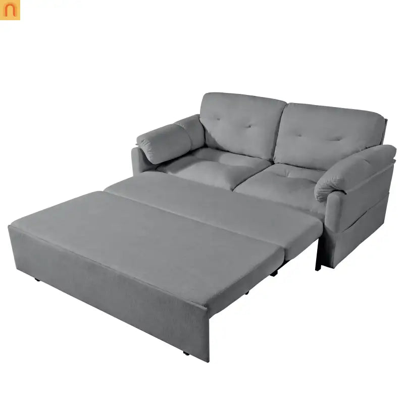 Sofa Bed Convertible Chenille Gray Queen Sleeper Storage Pockets 71in