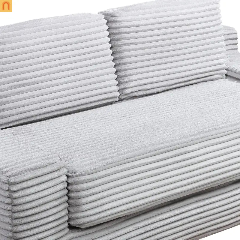 Sofa Bed Convertible Corduroy Gray 2-Seat Floor Bed 70in No Assembly