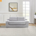Sofa Bed Convertible Corduroy Gray 2-Seat Floor Bed 70in No Assembly