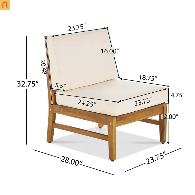 Outdoor Sofa Set Acacia Wood Cream Cushions 3-Seater with Table