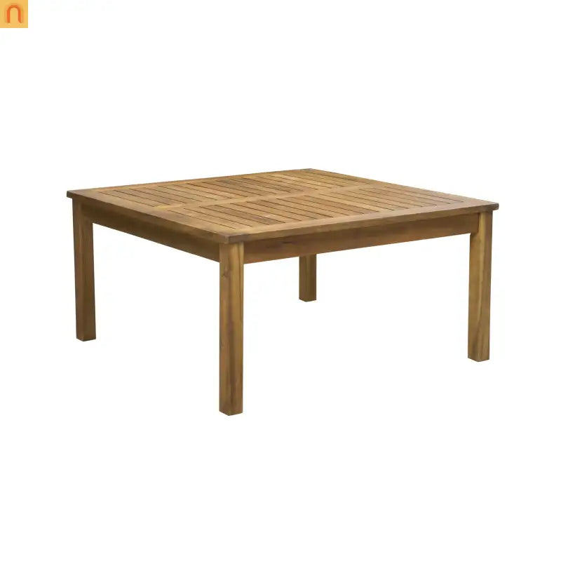 Outdoor Sofa Set Acacia Wood Cream Cushions 3-Seater with Table