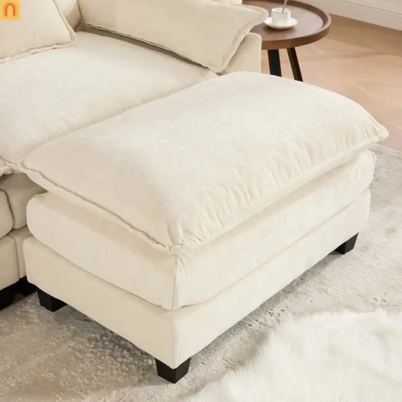 Sofa Modular Chenille Beige 1-Seat Cloud Cushion Double-Layer Foam