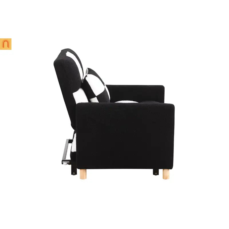 Sleeper Chair Convertible 3-in-1 Teddy Fabric Black Adjustable Backrest 330 lb