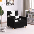 Sleeper Chair Convertible 3-in-1 Teddy Fabric Black Adjustable Backrest 330 lb