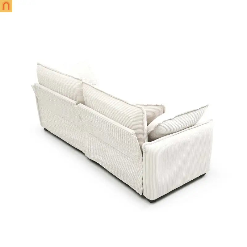 Sofa Set Deep Seat Corduroy Beige 7-Seat 3-Piece Retro Style