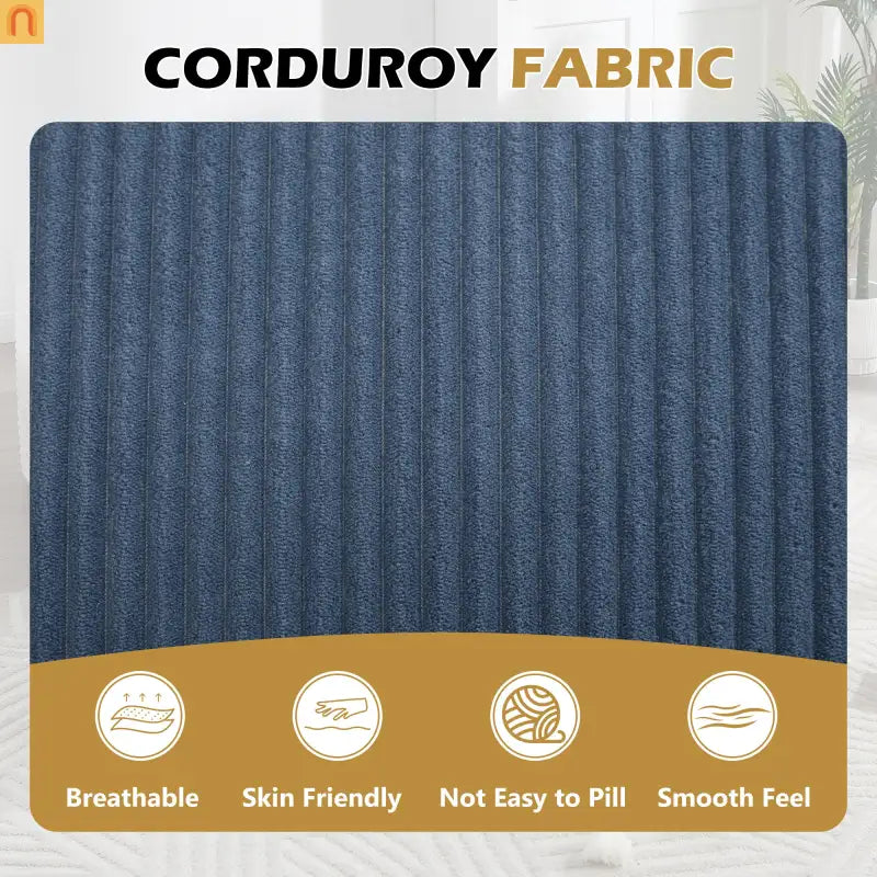 Chaise Lounge Corduroy Blue Oversized 375 lb No Assembly