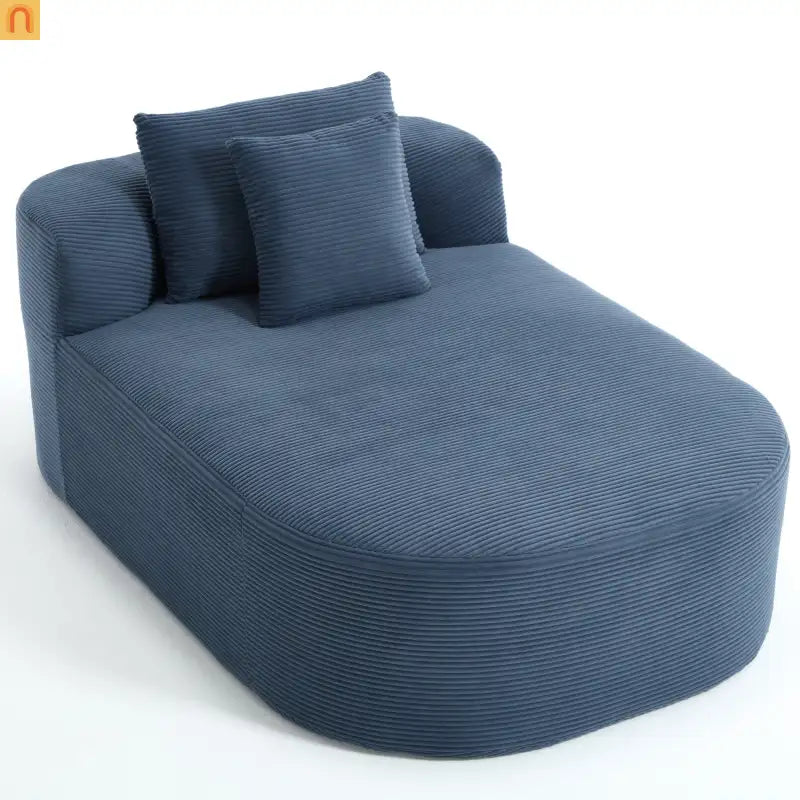 Chaise Lounge Corduroy Blue Oversized 375 lb No Assembly