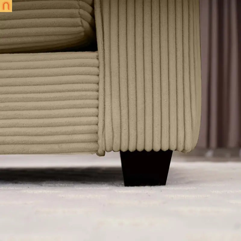 Sofa Set Corduroy Tan Deep Seat 7-Seat 2-Piece Retro Modern